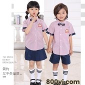 安伊宝宝夏季纯棉粉色格子园服厂家
