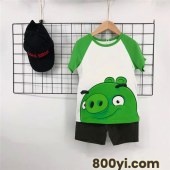 品牌断码童装批发-便宜杂款童装尾货-夏款短袖套装批发