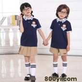 安伊宝宝夏季纯棉两件套校服厂家定制